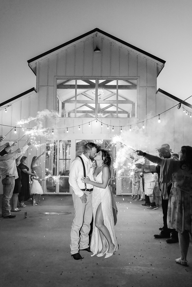 bride and groom leaving wedding